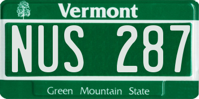 VT license plate NUS287