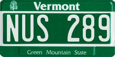 VT license plate NUS289