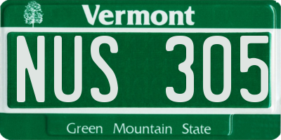 VT license plate NUS305