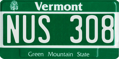 VT license plate NUS308