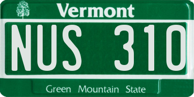 VT license plate NUS310