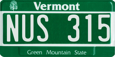 VT license plate NUS315