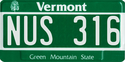 VT license plate NUS316