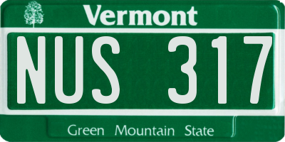 VT license plate NUS317