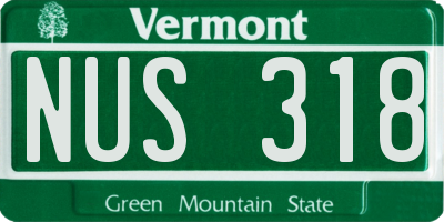 VT license plate NUS318