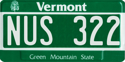 VT license plate NUS322