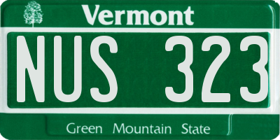 VT license plate NUS323