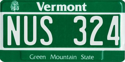 VT license plate NUS324