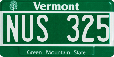 VT license plate NUS325
