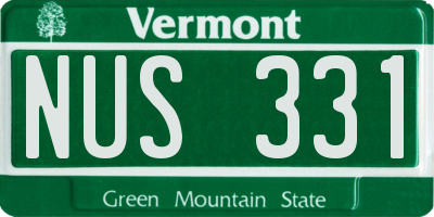 VT license plate NUS331