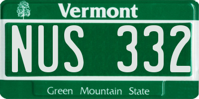 VT license plate NUS332