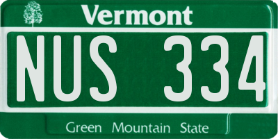 VT license plate NUS334