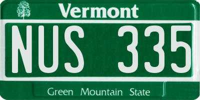 VT license plate NUS335