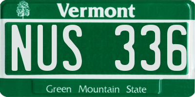 VT license plate NUS336