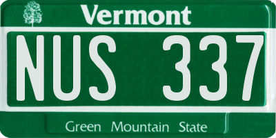 VT license plate NUS337