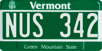 VT license plate NUS342