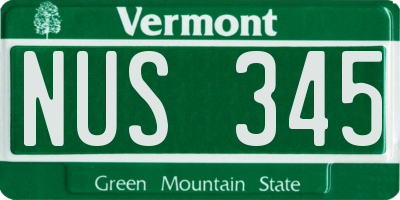 VT license plate NUS345