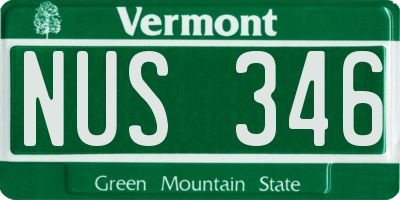 VT license plate NUS346