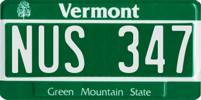VT license plate NUS347