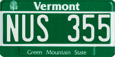 VT license plate NUS355