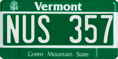 VT license plate NUS357