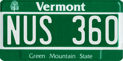 VT license plate NUS360