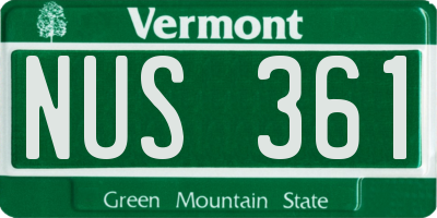 VT license plate NUS361