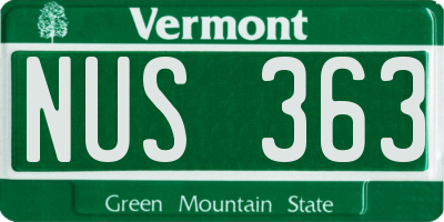 VT license plate NUS363