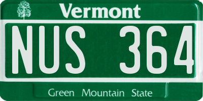 VT license plate NUS364
