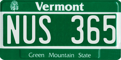 VT license plate NUS365