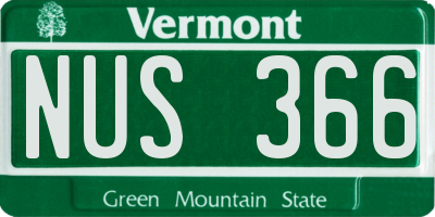 VT license plate NUS366