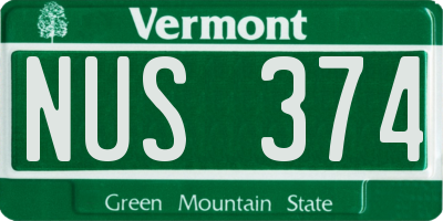 VT license plate NUS374
