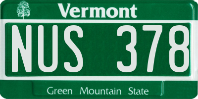 VT license plate NUS378