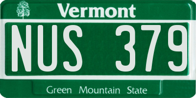 VT license plate NUS379