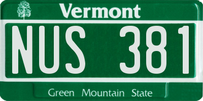 VT license plate NUS381