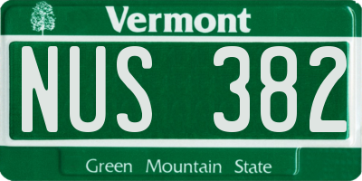 VT license plate NUS382