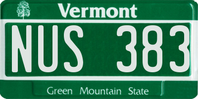 VT license plate NUS383