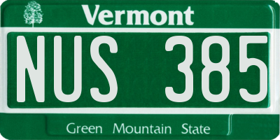VT license plate NUS385