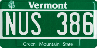 VT license plate NUS386