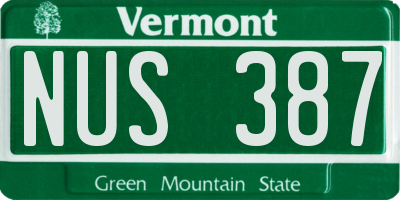 VT license plate NUS387