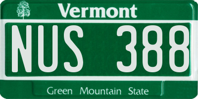 VT license plate NUS388