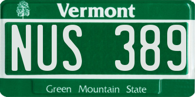 VT license plate NUS389