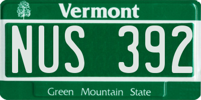 VT license plate NUS392
