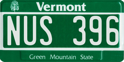 VT license plate NUS396