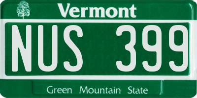 VT license plate NUS399