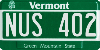 VT license plate NUS402