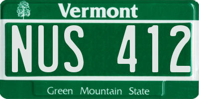 VT license plate NUS412