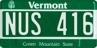 VT license plate NUS416