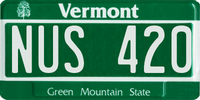 VT license plate NUS420