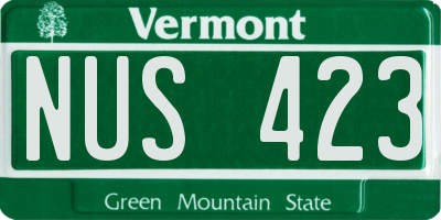 VT license plate NUS423